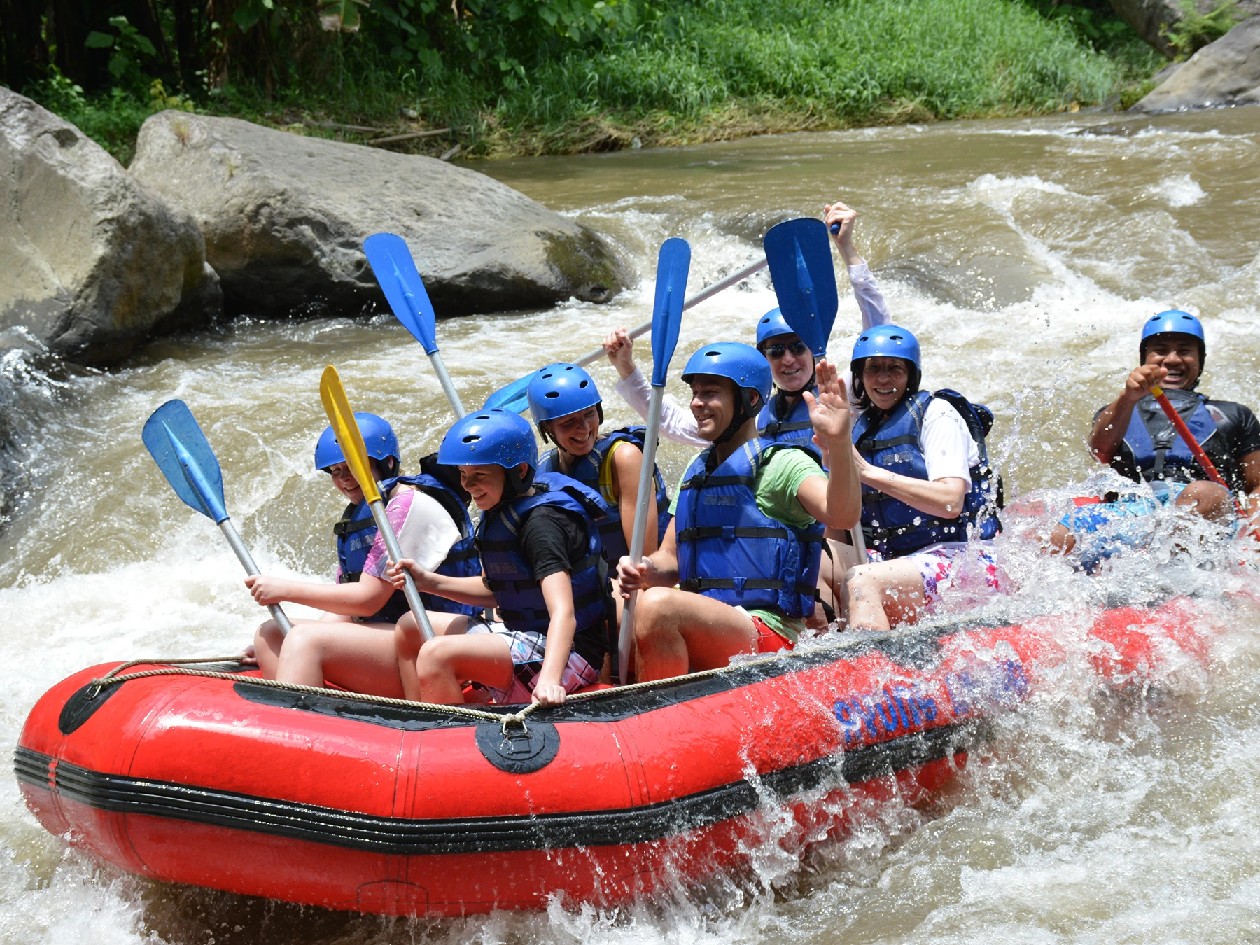 Scenic Ayung River Valley during a Rafting Adventure in Bali