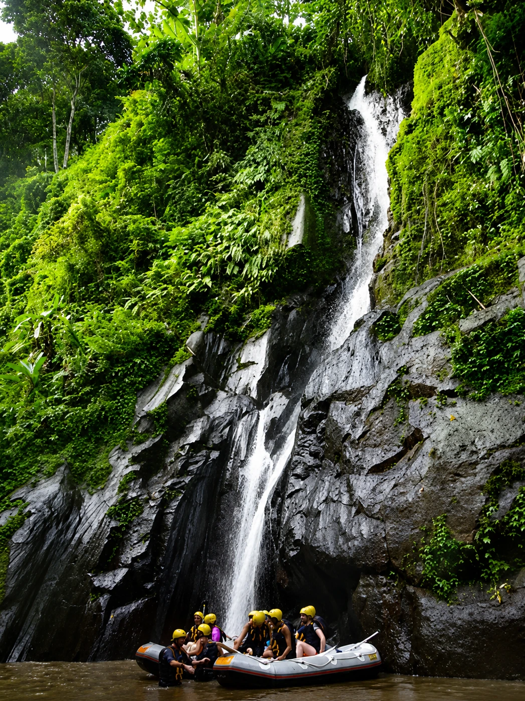 Waterfall along the Ayung River Rafting Route in Bali